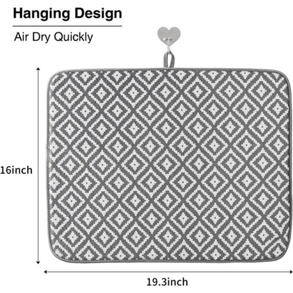 Dish Drying Mat for Kitchen 2 Pack, Ultra Absorbent Microfiber Dishes Drainer - Picture 4 of 6